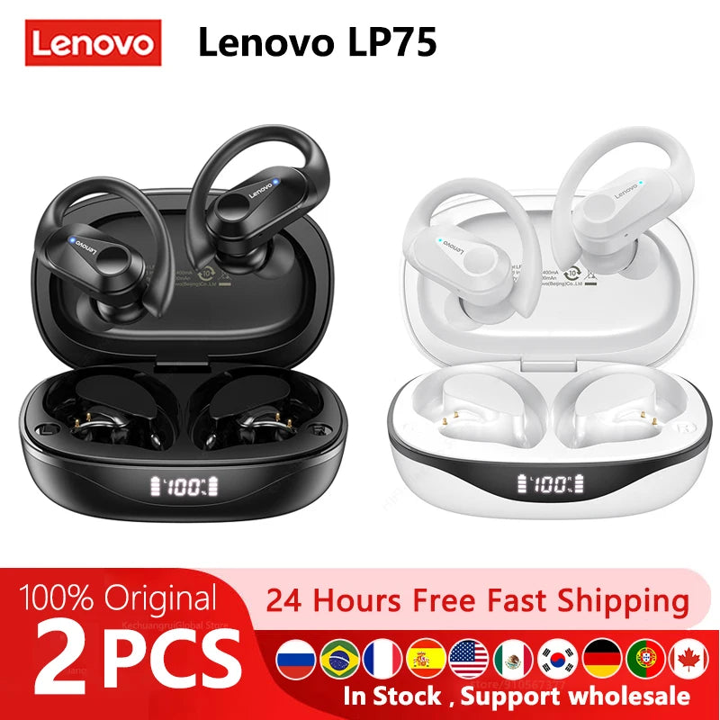 Lenovo LP75 Sports Wireless Earbuds – Bluetooth 5.3 & HiFi Sound