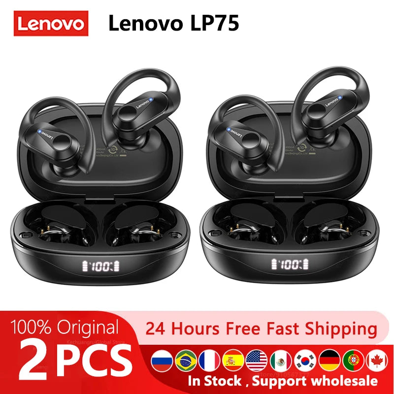Lenovo LP75 Sports Wireless Earbuds – Bluetooth 5.3 & HiFi Sound