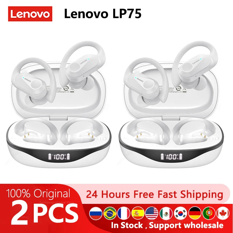 Lenovo LP75 Sports Wireless Earbuds – Bluetooth 5.3 & HiFi Sound